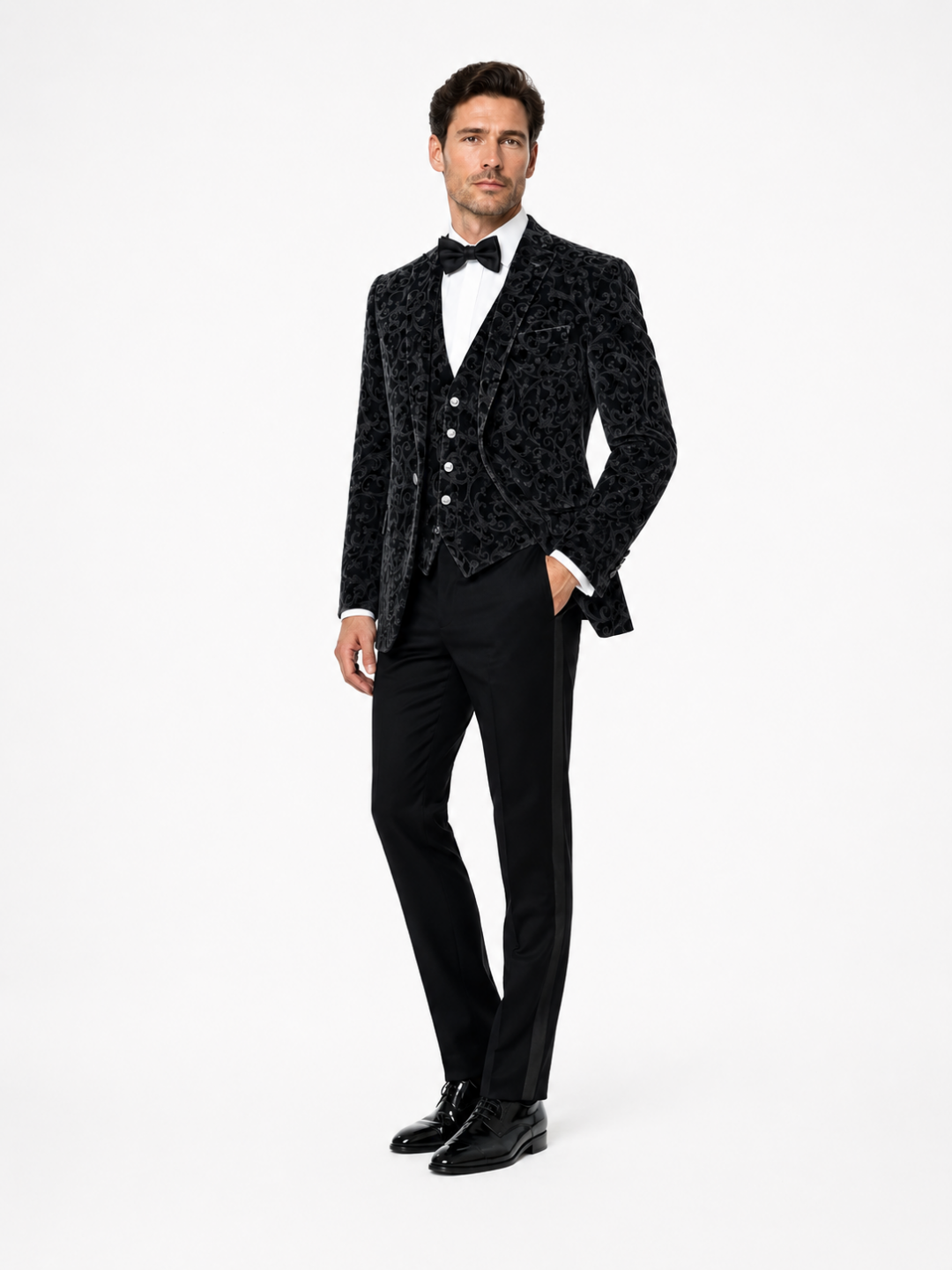 Canissi Dinner jacket mellénnyel - fekete bársony