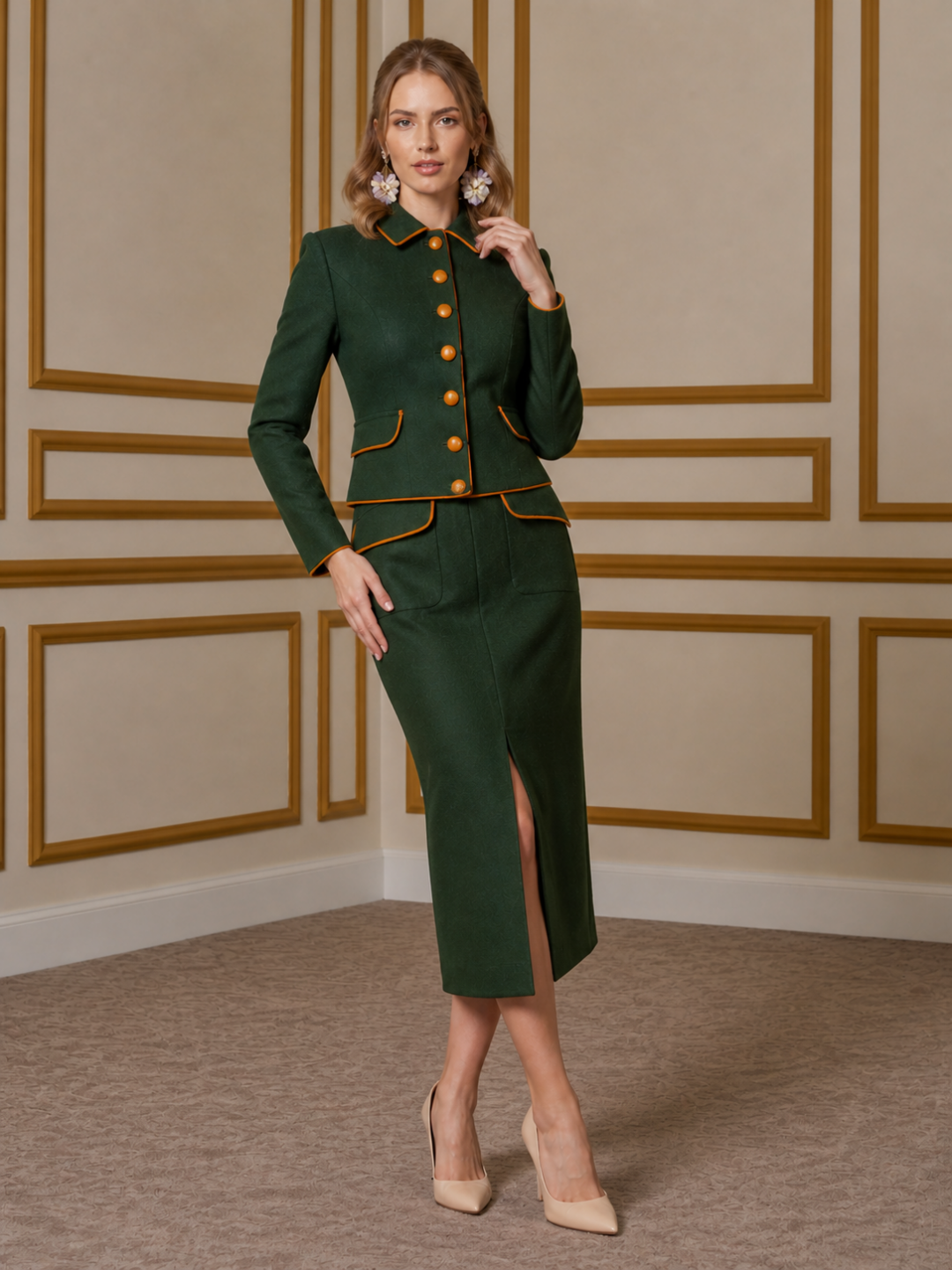 Eleanor blézer - Moorland tweed gyapjú - zöld