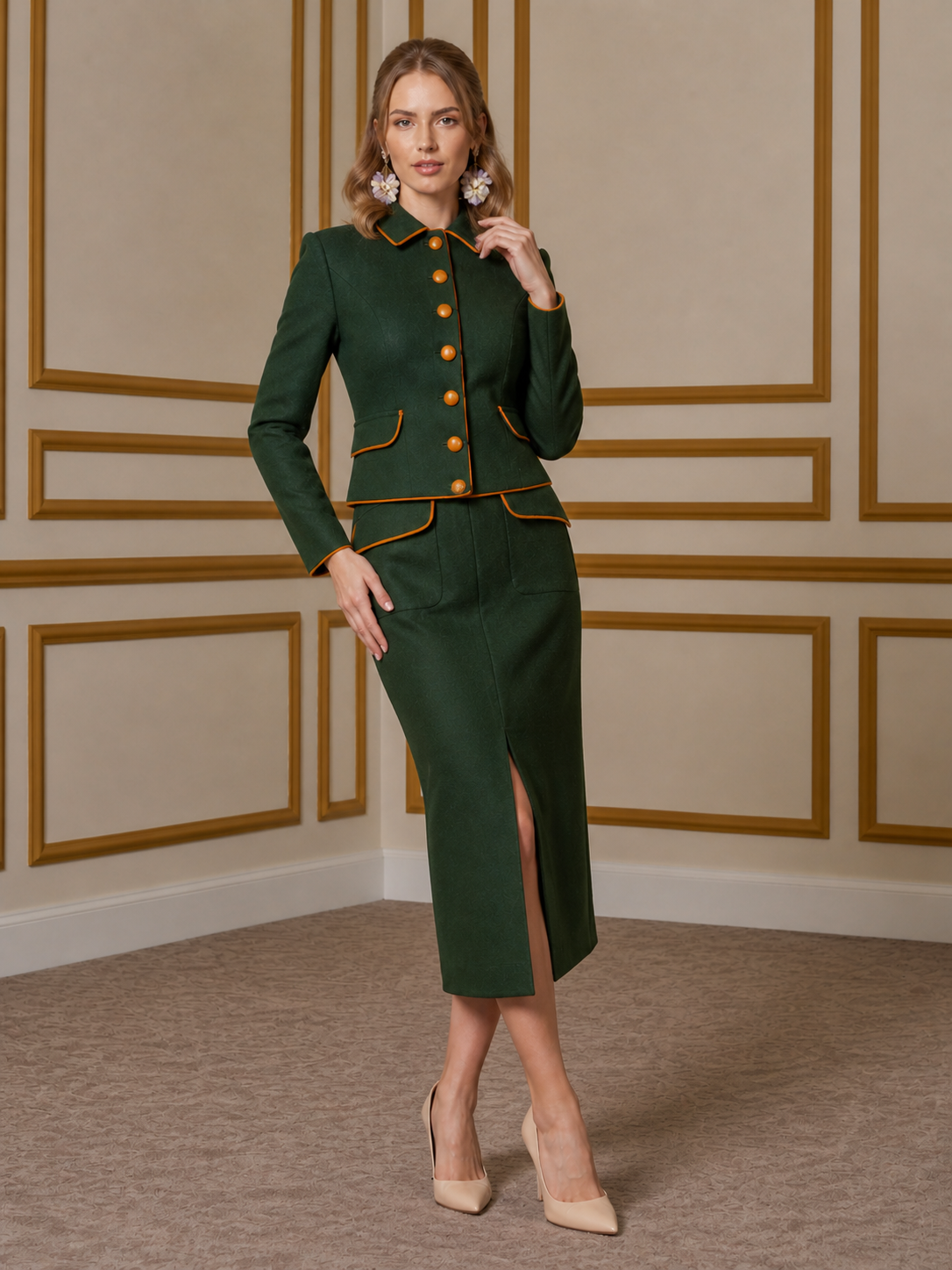 Eleanor blézer - Moorland tweed gyapjú - zöld