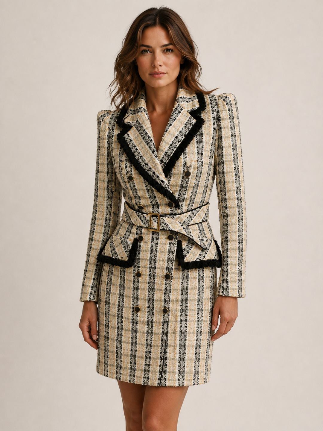 Calinda blézerruha - Chanel tweed - bézs