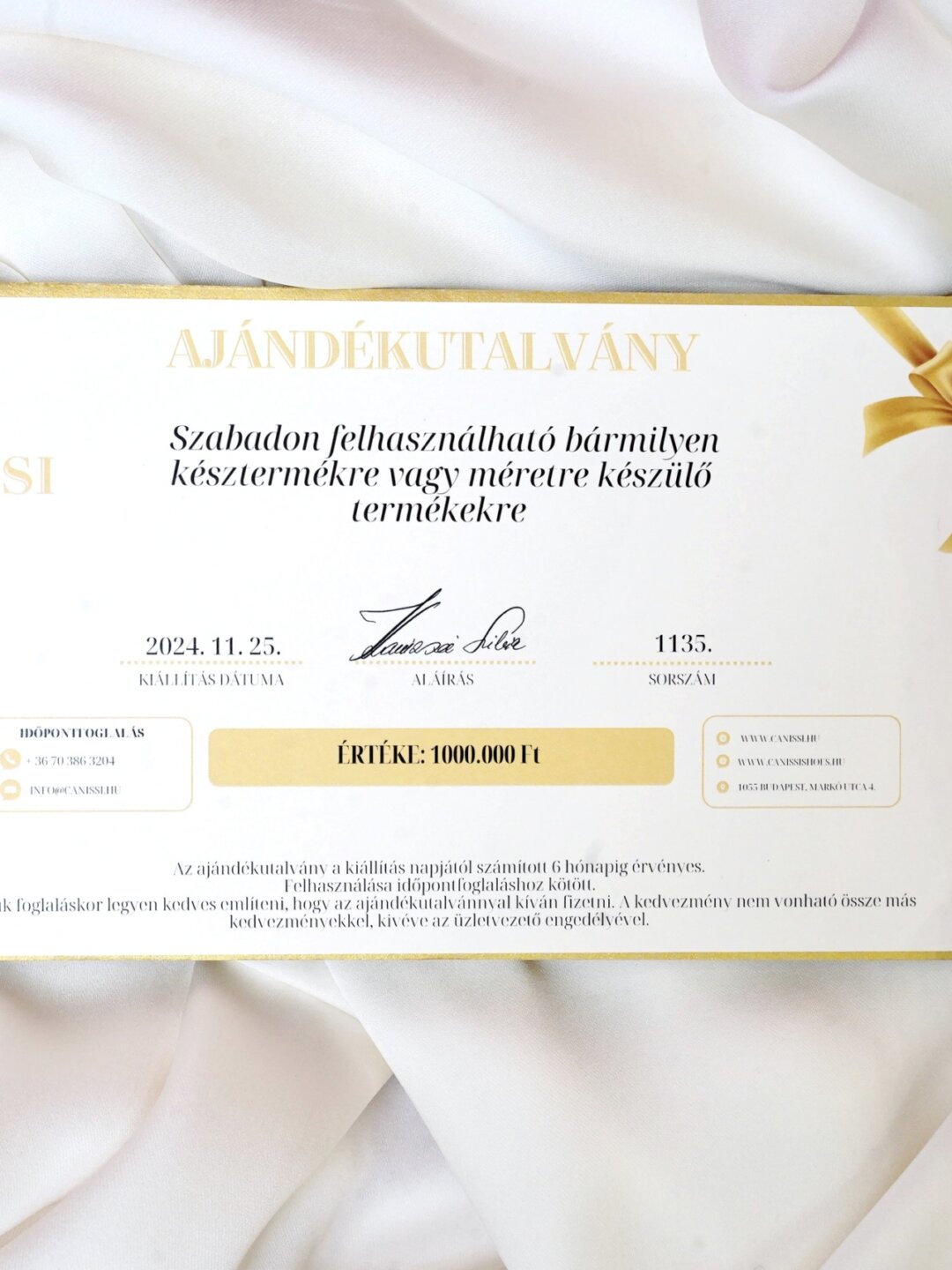 Nyomtatott ajándékutalvány